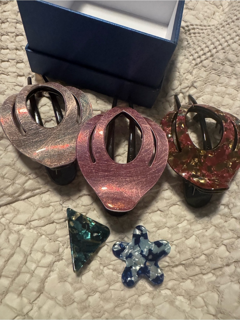 Assorted Women's Decorative Brooch Set - Pink, Rose, Teal, Blue